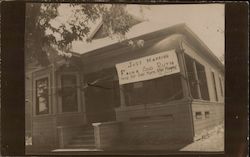 Sign on building - Just Married Frank and Ruth Postcard