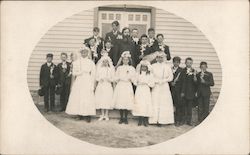 Wedding party in front of church Postcard