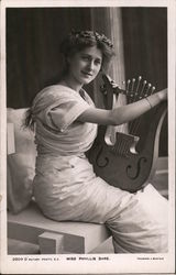 Miss Phyllis Dare with a Lyre Postcard