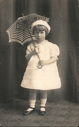 Nice Studio Photo: Young Girl With an Umbrella Patriotic Postcard
