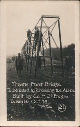 Trestle Foot Bridge to cross the Aisne Postcard