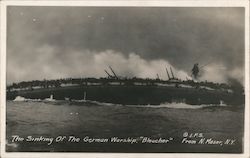 The Sinking of the German Warship "Bleucher" Postcard