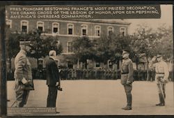 Poincaré Bestows Grand Cross Upon Pershing Postcard