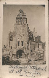 Destroyed cathedral St. Guenton Postcard