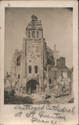 Destroyed cathedral St. Guenton France World War I Postcard Postcard Postcard