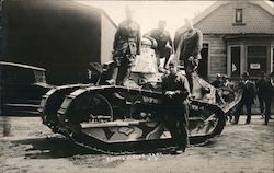 Small tank with soldiers World War I Postcard Postcard Postcard