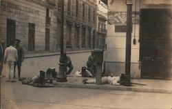 Mexican Revolution Military Soldiers with Guns in Streets Postcard