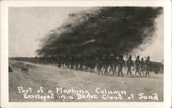 Mexican Border War Marching Column Enveloped in a Dense Cloud of Sand Postcard
