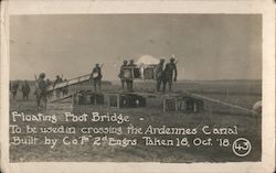 Floating Foot Bridge at the Ardennes Canal Postcard