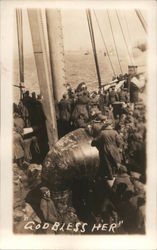 "God Bless Her" - sailors at sea in a convoy Postcard