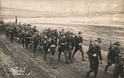Movie scene of soldiers marching. Palace Studio, L. A. Postcard