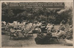 Wounded American Officers, French Military Hospital, WWI Postcard