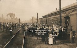 Company leaving for the front via Springfield 6-24-1916 (troop train) Postcard