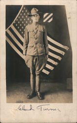 Studio Portrait: Leland Turner military uniform US Flat Postcard
