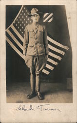 Studio Portrait: Leland Turner military uniform US Flat Camp Pike, AR Patriotic Postcard Postcard Postcard
