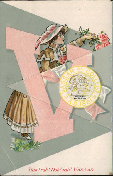 Vassar College Woman Holding Pink Roses Fold-Out College Girls