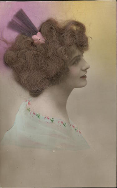 Woman With Real Hair, Plumeria Hair Pick, Chiffon Scarf