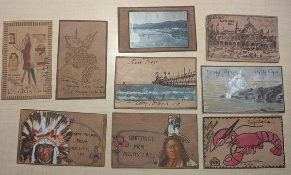 Lot of 9 Leather California Postcards Santa Cruz Capitola Willits, etc.