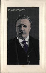 RARE! Teddy Roosevelt Woven in Silk Postcard