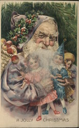 Rare Santa Purple Robe, Real Hair Beard, Dolls, Toys Postcard