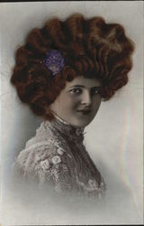 Portrait of a woman Real Hair Postcard Postcard Postcard