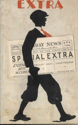 Extra Newspaper Boy Silhouette Novelty Ephemera