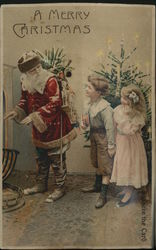 Santa Claus with Children Rare Squeaker Postcard