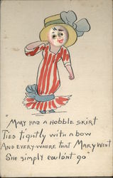 Button Face Woman - "Mary had a Hobble Skirt" Postcard