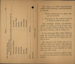 The Salvation Army Donation Coard Postcard