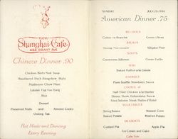 Menu for New Shaghai Cafe Postcard
