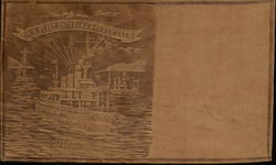 US Fleet Entering Golden Gate Embossed Leather Postcard Postcard