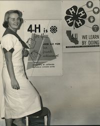 1950's/60's Girl standing by 4-H club Signs Original Photograph