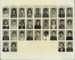 Washington U.C. Laboratory Elementary School, Wolters 1st Grade, February 1967 Original Photograph
