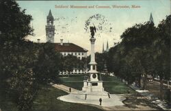 Soldiers' Monument and Common Postcard