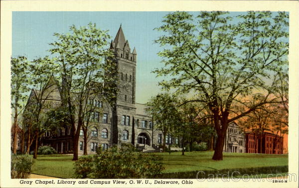 Gray Chapel, Library And Campus View,O.W.U. Delaware Ohio