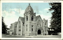 First M.E. Church Troy, OH Postcard Postcard