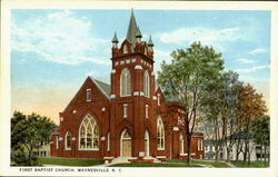 First Bapist Church Waynesville, NC Postcard Postcard