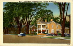 Elks Temple And Zion Episcopal Church Rome, NY Postcard Postcard