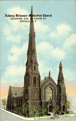 Asbury Delaware Methodist Church Delaware Ave. at Tupper St. Postcard