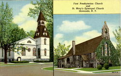 First Presbyterian Church And St. Mary'S Episcopal Church Gowanda, NY Postcard Postcard