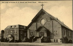 Our Lady Of Lourdes R. C. Church And Parish House Postcard