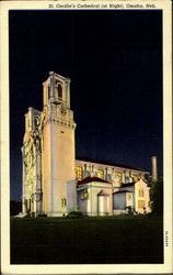 St. Cecilla'S Cathedral Church(At Night) Omaha, NE Postcard Postcard