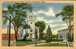 The Park And Park St. Baptist Church Framingham, MA Postcard Postcard