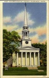 First Congregational Church Ellsworth, ME Postcard Postcard