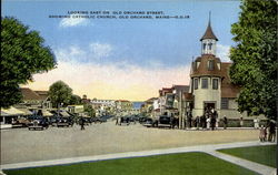 Looking East On Old Orchard Street, Showing Catholic Church Postcard