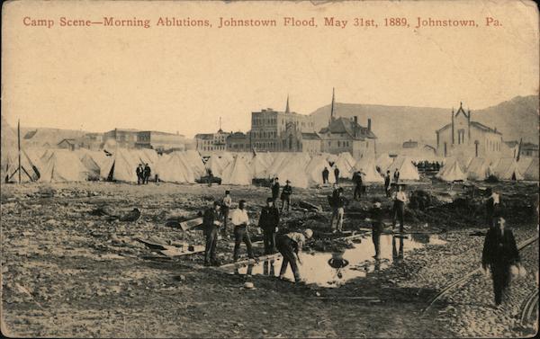 Camp Scene Morning Ablutions, Johnstown Flood May 31, 1889 Pennsylvania
