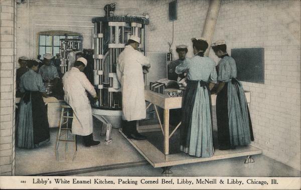 Libby's White Enamel Kitchen, Packing Corned Beef, Libby, McNieill & Libby Chicago Illinois