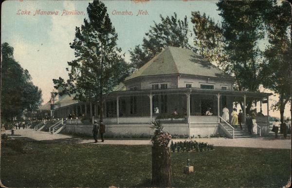 Lake Manawa Pavilion Omaha, NE Postcard