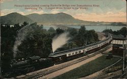Pennsylvania Limited crossing Rockville Bridge over Susquehanna River Postcard
