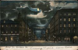 Market Street at Night Postcard